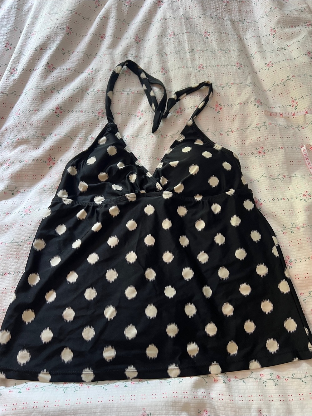 Black and White Polka Dot Halter Tank Top